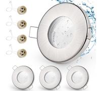 GeyouLux Marco Foco Empotrable Níquel cepillado Incl. GU10 Zócalo IP65 Ojos de buey led para techo Hierro Downlight led techo empotrable Para 50MM MR16 Lámparas O Halógena Baño Sala, 4 Pack, 68mm
