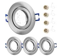 GeyouLux Marco Foco Empotrable Níquel Incl. GU10 Zócalo IP44 Ojos de buey led para techo Aluminio Downlight led techo empotrable Para 50MM MR16 Lámparas O Halógena Baño Sala Cocina, 4 Pack, 68mm
