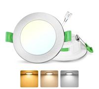 GeyouLux Pack 1 Downlight LED Techo Empotrable, 7W IP44 Ultrafino Spot Encastrable Corte 65-75mm, 2700K Blanco Cálido/4000K Blanco Neutro/6500K Blanco Frío Focos LED Interior Techo, Níquel