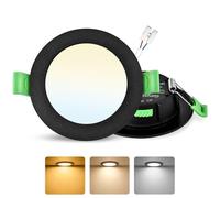 GeyouLux Pack 1 Downlight LED Techo Empotrable, 7W IP44 Ultrafino Spot Encastrable Corte 65-75mm, 2700K Blanco Cálido/4000K Blanco Neutro/6500K Blanco Frío Focos LED Interior Techo, Negro