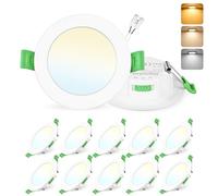 GeyouLux Pack 10 Downlight LED Techo Empotrable, 8W IP44 Ultrafino Spot Encastrable Corte 75-90mm, 2700K/4000K/6500K Focos LED Interior Techo, Blanco Regulable 10-100% Ojos de Buey LED