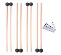 Geytetqi 4 pares de mazos de madera de percusión de madera de 15 pulgadas, mazo de xilófono de goma con mango de madera para campana, mazos de batería optimizados para percusión