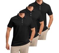 Geyuwoz Lot de 3 Polos de Manga Corta para Hombre Polo de Golf de Algodón Polo Deportivos Transpirables Poloshirt Camisetas Básicas Polos de Verano para Hombre Casual Outdoor Negro XL