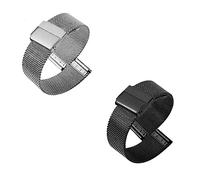 GEZHUCAO Correas de Reloj Para Mujer - Paquete de 2 Correas de Malla Deportiva Para Reloj Inteligente Acero Inoxidable Tamaño10MM 12MM 14MM 16MM 17MM 18MM 19MM 20MM 21MM 22MM(Silver+Black,21MM)