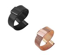 GEZHUCAO Correas de Reloj Para Mujer - Paquete de 2 Correas de Malla Deportiva Para Reloj Inteligente Acero Inoxidable Tamaño10MM 12MM 14MM 16MM 17MM 18MM 19MM 20MM 21MM 22MM(Black+Rose Gold,17MM)