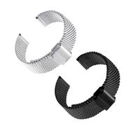 GEZHUCAO Correas Para Reloj Inteligente, Paquete de 2 10121416 17 18 19 20 21 22MM Correa de Reloj de Malla Milanesa de Metal Liberación Rápida Aplicable Al 98% de Los Relojes(Silver+Black,20MM)