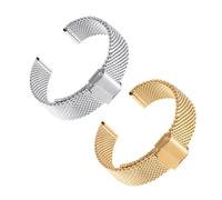 GEZHUCAO Correas Para Reloj Inteligente, Paquete de 2 10121416 17 18 19 20 21 22MM Correa de Reloj de Malla Milanesa de Metal Liberación Rápida Aplicable Al 98% de Los Relojes(Silver+Gold,22MM)