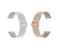 GEZHUCAO Paquete de 2 Correas para Reloj Inteligente, 10 12 14 16 17 18 19 20 21 22MM Malla Milanesa de Acero Inoxidable Liberación Rápida para Hombres Y Mujeres(Silver+Rose Gold,16MM)