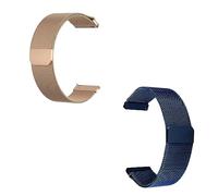 GEZHUCAO Paquete de 2 correas para reloj inteligente 10 12 14 16 18 20 22 24MM Cierre magnético - Correa malla acero inoxidable - Adecuada para 98 relojes(Rose Gold+Blue,12MM)