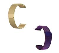 GEZHUCAO Paquete de 2 correas para reloj inteligente 10 12 14 16 18 20 22 24MM Cierre magnético - Correa malla acero inoxidable - Adecuada para 98 relojes(Gold+Purple,14MM)