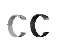 GEZHUCAO Paquete de 2 Correas para Reloj Inteligente Con Cierre Magnético 10MM 12MM 14MM 16MM 18MM 20MM 22MM 24MM Pulsera de Acero Inoxidable para Hombres Y Mujeres(Silver+Black,14MM)