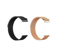 GEZHUCAO Paquete de 2 Correas para Reloj Inteligente Con Cierre Magnético 10MM 12MM 14MM 16MM 18MM 20MM 22MM 24MM Pulsera de Acero Inoxidable para Hombres Y Mujeres(Black+Rose Gold,14MM)