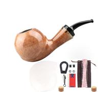 GEZHUCAO Pipa De Fumar Retro De Madera De Brezo-Diseñada En 1899, Pipa De Tabaco Tallada A Mano- Regalo Para Coleccionistas Y Principiantes Incluye Kit De Limpieza Con 10 Accesorios(Yellow)