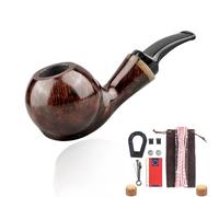 GEZHUCAO Pipa De Fumar Retro De Madera De Brezo-Diseñada En 1899, Pipa De Tabaco Tallada A Mano- Regalo Para Coleccionistas Y Principiantes Incluye Kit De Limpieza Con 10 Accesorios(Brown)