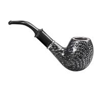 GEZHUCAO Pipa De Tabaco Creativa De Resina Negra Con Filtro, Pipa Para Fumar Hecha A Mano Con Boquilla Curvada Con Cazoleta De Metal Regalo Para Abuelo, Esposo, Amigo, Coleccionista, Principiante