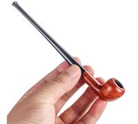 GEZHUCAO Pipa De Tabaco De Madera De Brezo, Pipa Fumar Artesanal De Estilo Antiguo - Mango Largo Y Recto - Compatible Con Filtro De 3 Mm - Para San Valentín, Día Padre, Acción De Gracias