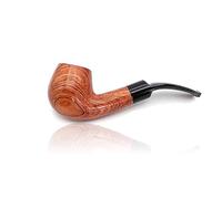 GEZHUCAO Pipa De Tabaco De Peral Con Flor Tallada A Mano, Pipa De Fumar Ligera Y Portátil- Caña Curva- Desmontable Para Limpieza- Regalo Para Abuelo, Esposo, Amigo, Coleccionista O Principiante(B)