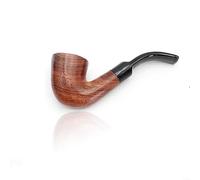 GEZHUCAO Pipa De Tabaco De Peral Con Flor Tallada A Mano, Pipa De Fumar Ligera Y Portátil- Caña Curva- Desmontable Para Limpieza- Regalo Para Abuelo, Esposo, Amigo, Coleccionista O Principiante(E)