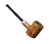 GEZHUCAO Pipa De Tabaco Moderna De Madera De Brezo, Elegante Pipa De Fumar Tallada A Mano Diseño De Mango Recto Compatible Con Filtro De 3 Mm Regalo Para Abuelo, Esposo,coleccionista(Brown)