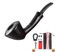 GEZHUCAO Pipa Para Fumar Tabaco De Madera De Roble Natural, Mini Pipa Portátil Para Fumar - Tipo De Boquilla Curvada - Regalo Para Abuelo, Esposo, Amigo, Coleccionista, Principiante