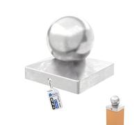 GeZu Impex Capuchón para Poste 71 x 71 mm Galvanizado en Caliente Set de 12 Balón Cuadrado para la Parte Superior del Poste de Cerca Metal