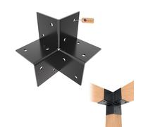 GeZu Impex Conector de Esquina para Pergola 71x71 Revestido Juego de 4 en Polvo Negro Soporte de Esquina de 3 Vías para Pérgolas y Gazebos de Madera