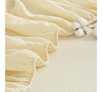 Gezu Sábana bajera ajustable de muselina de 160 x 200 cm, color beige, antibacteriana, suave, refrescante, 100% algodón, muselina con somier, sábana bajera ajustable de 160 x 200 cm, para colchones