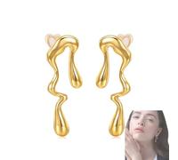 Gfamous 18K Pendientes Gota Dorados Mujer,Pendientes Chapados en Oro,Pendientes Gota Dorados Acero Inoxidable, Mujer Hipoalergénicos Dorados Regalos Joyas Joyeria Fiesta,para las mujeres de moda