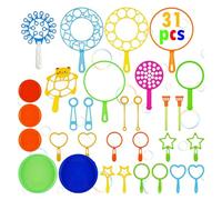 Gfamous 31 Piezas Burbujas de Jabón Kit, Kit de Varita de Burbujas,Juego de Burbujas de Jabón, para Actividades al Aire Libre en Verano, Fiestas de Cumpleaños