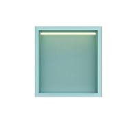 GFAZXDS Nicho de pared de acero inoxidable con luz LED, organizador hermético empotrado, estantes organizadores de pared de baño, no necesita azulejos (7855686-azul-30 x 12,5 cm)