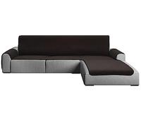 GFD - Cubre Sofa Chaise Long, Funda para Sofá Chaise Longue L Ajustable, Forros para Sofás Antideslizante, Fundas Sofá Acolchado, Protector Sofá Duradero Perros Gatos Mascotas (Derecha, Café)