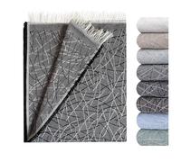 GFD Textiles - Colcha Foulard Lagos Negro 180x290 cm | Manta Plaid Foulard Protectora para Sofá de 2 Plazas y Cama 90 | Diseño Jacquard