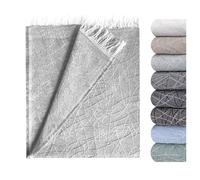 GFD Textiles - Colcha Foulard Lagos Perla 230x290 cm | Manta Plaid Foulard Protectora para Sofá Grande y Cama King | Diseño Jacquard