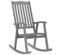 GFEROMRF Mecedora con cojín gris madera maciza acacia | Diseño vintage, resistente a la intemperie, respaldo alto, soporta 110 kg, para salón y terraza