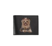 GFGHSJK Cartera de cuero Yorkshire Terrier perro lindo lazo lengua rosa Hombre Sencillo Negocio moderno y elegante Diseño de impresión Regalos para Padre tarjeta bolsillo de monedas