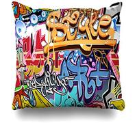 GFGKKGJFF0812 Grafiti Graffity Wall Street Grafitti Graphiti Abstract Graffiti Graffitti Urban Rap Graphitti Fundas de cojín 18 x 18 para Sofás Asientos Throw Fundas de Almohada para niñas