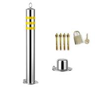 GFHOOZ Bolardo de Acero Inoxidable con Bloqueo extraíble, Poste indicador de tráfico con Bandas Reflectantes para construcción de Carreteras, 80 cm de Altura