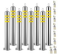 GFHOOZ Bolardo de Acero Inoxidable con Bloqueo extraíble, Poste indicador de tráfico con Bandas Reflectantes para construcción de Carreteras, 80 cm de Altura