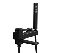 GFHOOZ Grifo Mezclador de Pared Cromado Monomando para Ducha de baño, Grifo Giratorio de 90 Grados, Cabezal de Ducha y Manguera para grifos de baño (B, Negro-A)