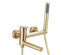 GFHOOZ Grifos mezcladores de baño con Ducha Grifo de Pared Dorado Cepillado Mezclador de Ducha Monomando con caño Giratorio de 90 Grados.