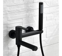 GFHOOZ Grifos mezcladores de baño con Ducha, Grifo de Pared Negro, caño Giratorio de 90°, Grifo de baño de Agua fría y Caliente, Grifo Mezclador de Ducha Monomando, B, Negro-B