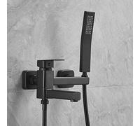 GFHOOZ Grifos mezcladores de Ducha de Pared, Grifo Mezclador de baño Negro con Ducha, caño Giratorio de 90 Grados, Grifo Monomando-A,