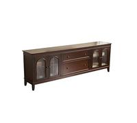 GFHTRELY 200CM Armario de Almacenamiento con Cristal y Madera Maciza Vintage para Salón, Centro Entretenimiento Minimalista para Hogar, Apto para Hoteles Consola Multimedia