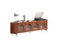 GFHTRELY 200CM Mesa de Consola Rústica Vintage Madera Maciza, Mueble Almacenamiento Vidrio para Salón Apto para Hoteles, Vestíbulos Consola Multimedia