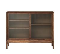 GFHTRELY Aparador simple de madera maciza, estilo chino, aparador para sala de estar, comedor, armario de almacenamiento de vidrio con división ajustable (M: 100 x 40 x 90 cm)