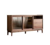 GFHTRELY Armario de buffet moderno y minimalista, color nogal negro, armario para barra de café con puerta de almacenamiento, aparador de buffet
