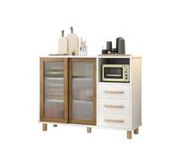GFHTRELY Armario nórdico de madera maciza para cocina, cocina, sala de estar, armario de té con puerta de cristal, adecuado para restaurantes y entradas, aparador (S: 100 x 40 x 90 cm)