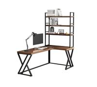 GFHTRELY Escritorio multifuncional en forma de L para computadora, escritorio esquinero para oficina en casa con 3 niveles de almacenamiento, estación de trabajo, mesa de estudio y juegos