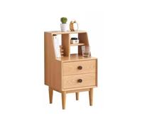 GFHTRELY Escritorio nórdico moderno minimalista para dormitorio, mesa de noche de madera maciza, armario de almacenamiento con doble cajón, mesa pequeña