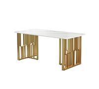 GFHTRELY Escritorio para Computadora Encimera de Pizarra mármol, Escritorio Oficina, Mesa recepción for Sala Estar, Ordenador Hierro, Estudio Sencilla nórdica Mesa para Juegos(160CM)